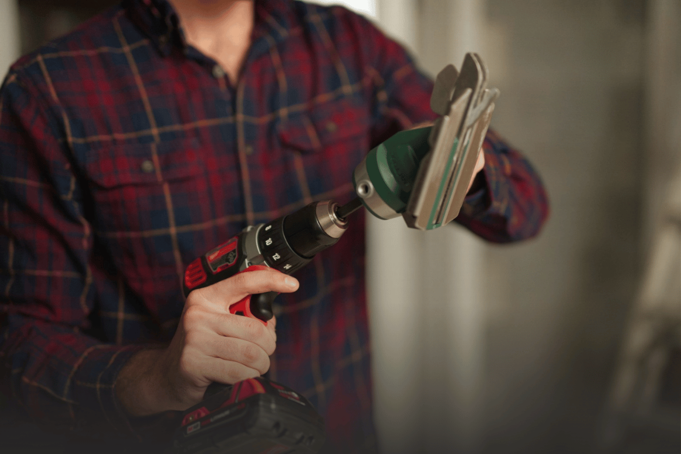 Man using siding shears tool