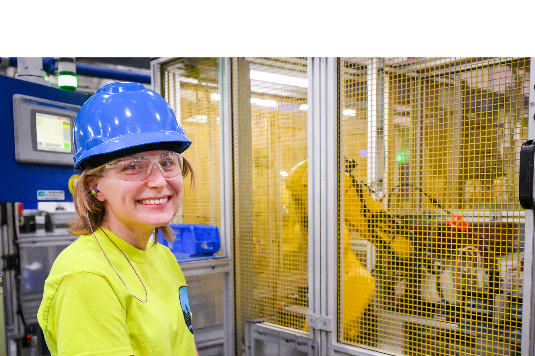 Woman with hard hat